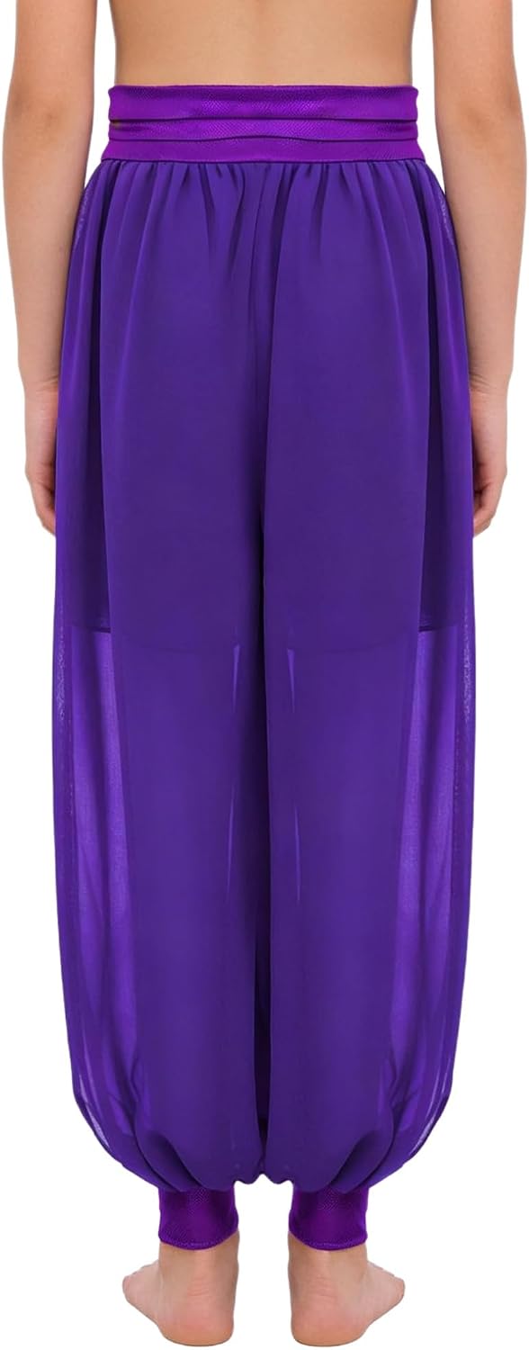 Choomomo Girls Belly Dance Harem Pants Ruched Waist Side Split Tribal Trousers Arabic Dancing Bloomers