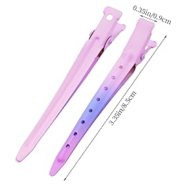 24 Packs Duck Bill Clips, Bantoye 3.35 Inches Rustproof Metal Alligator Curl Clips with Holes for Hair Styling, Hair Coloring, Matte Gradient Pink