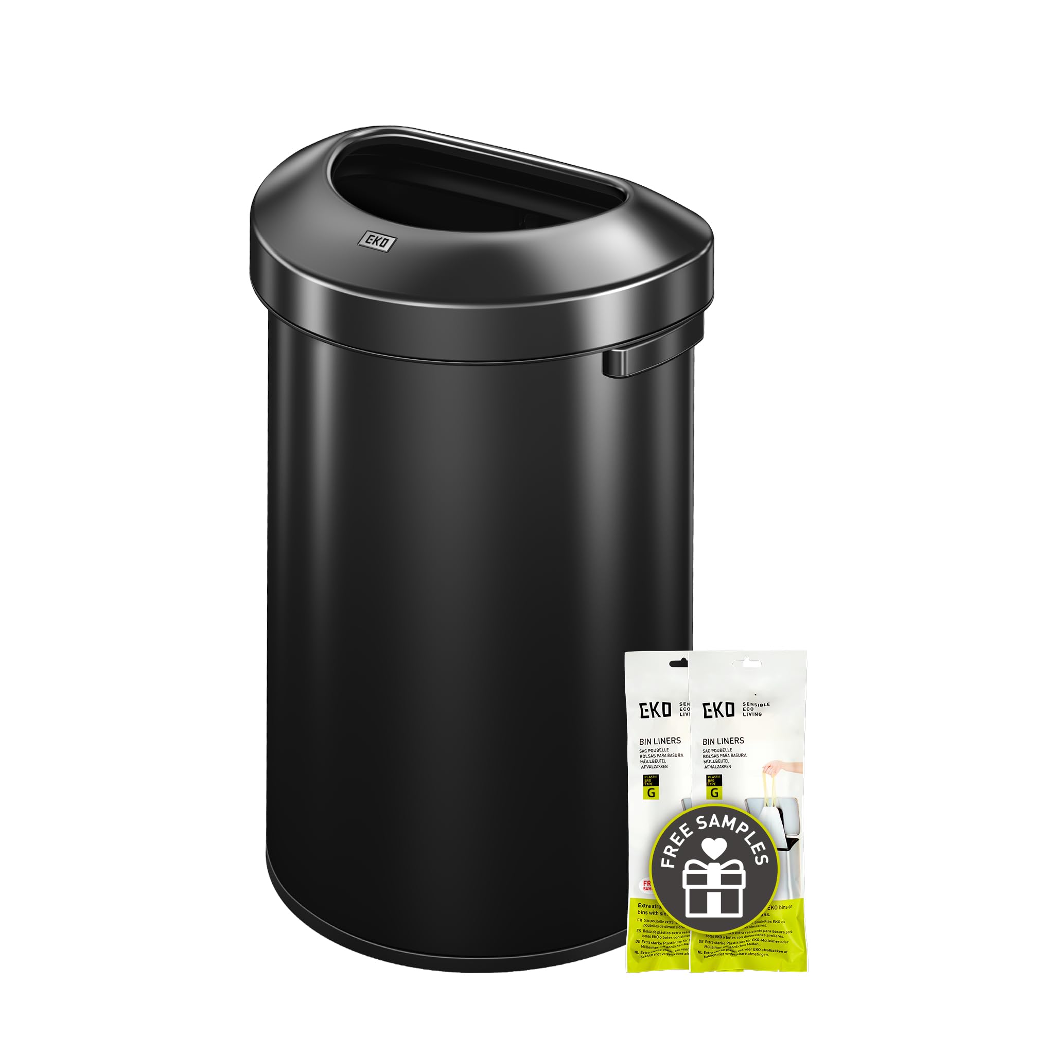 EKO Urban 16 Gallon Semi-Round Stainless Steel Bin