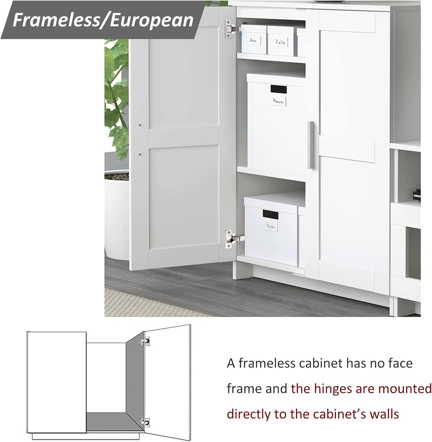 Probrico CHR093 105 Degree Soft Closing European Full Overlay Concealed Hinge with Mounting Plate,1 Pair