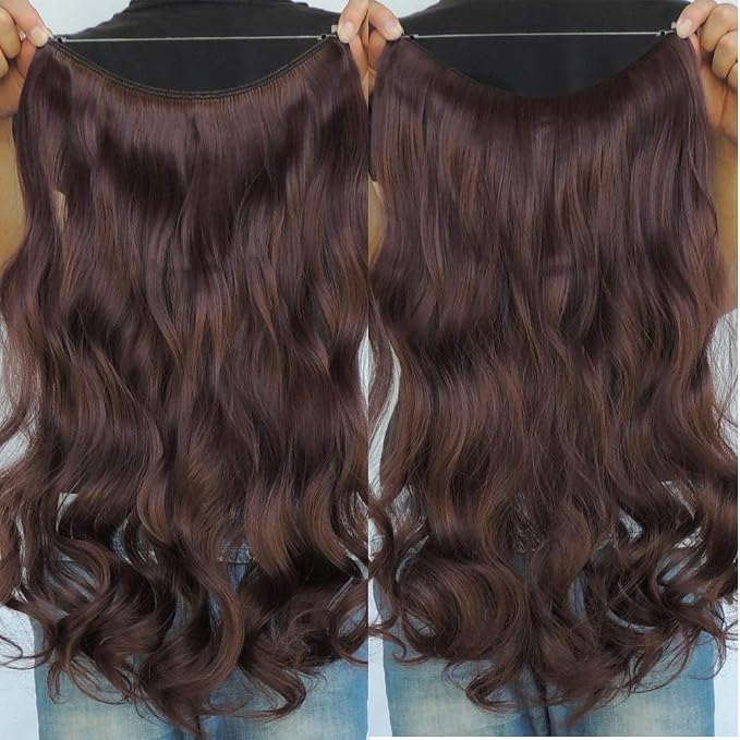 SY (Copper Brown 33J) - Secret Halo Hair Extensions Flip in Curly Wavy Hair Extension nthetic Women 50cm Hairpieces Invisible Wire No Clips: Buy Online at Best Price in UAE