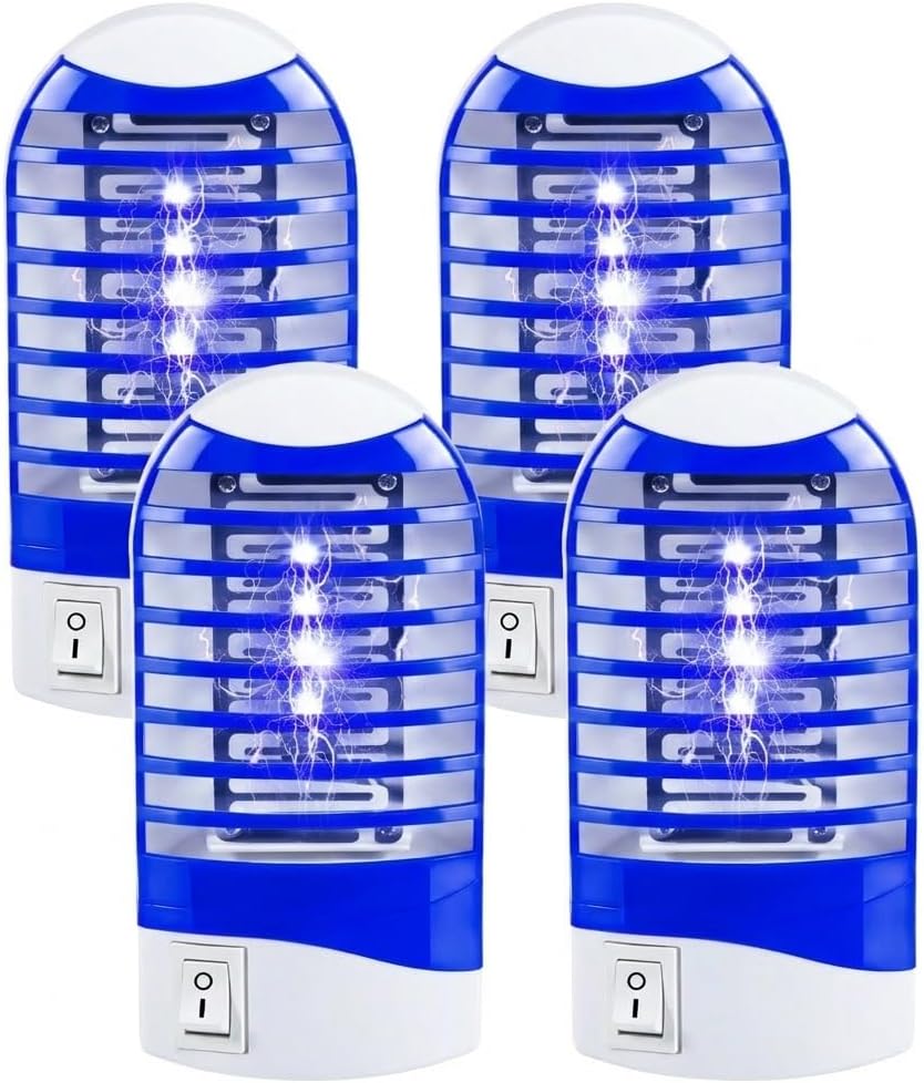 Bug Zapper Indoor Plug in - 4 Pack Mosquito Zapper for Home, Gnat Trap Fly Zapper with Blue Light, Electronic Insect Trap for House, Bedroom, Kitchen, Flying Insects Killer, Kids & Pets Safe