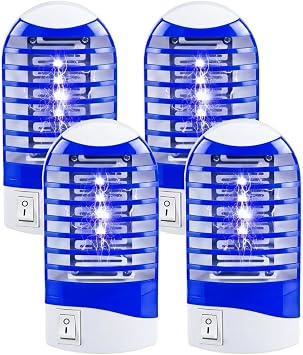 Bug Zapper Indoor Plug in - 4 Pack Mosquito Zapper for Home, Gnat Trap Fly Zapper with Blue Light, Electronic Insect Trap for House, Bedroom, Kitchen, Flying Insects Killer, Kids & Pets Safe
