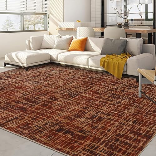 COZYLOOM Washable Rugs 8x10 Rug for Living Room Modern Rug for Bedroom Christmas Red Rug Abstract Large Rug Soft Non Shedding Low Pile Stain Resistant Carpet for Dining Room Classroom 8'x10' Red
