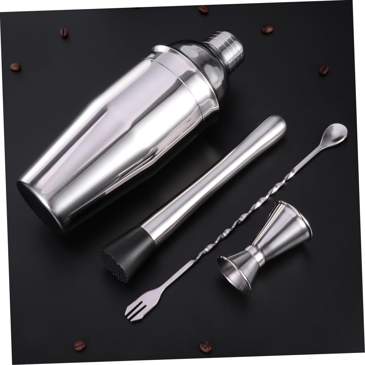 PRETYZOOM 4pcs Stainless Steel Cocktail Shaker Set Professional Barware for Bartenders and Mixologists