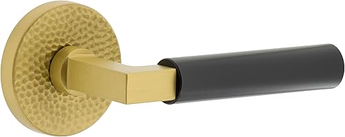 Viaggio Circolo Roseta martillada latón satinado privacidad con palanca lisa Contempo negro satinado