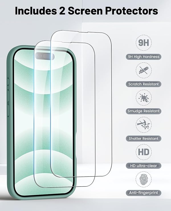 OTOFLY Compatible with iPhone 16 Case, Compatible with MagSafe, Shockproof Magnetic Silicone Case for iPhone 16,[Military Grade Protection] [2 Pack Screen Protectors], Pine Green by OTOFLY - Used condition - Image 5