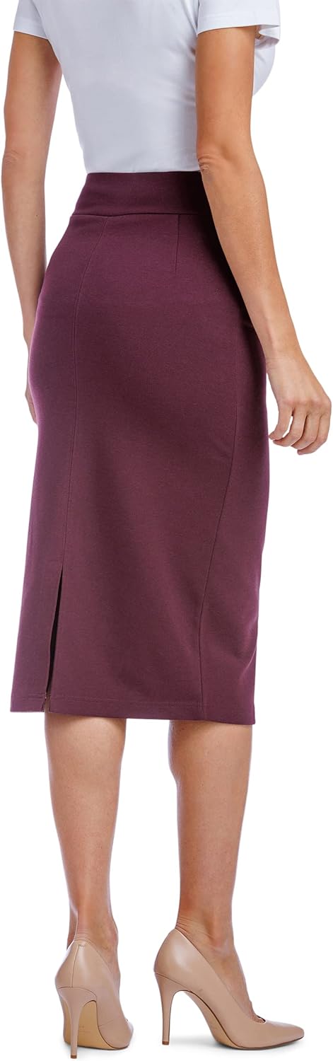 Fishers Finery Women's Ecofabric Ponte Pull On Midi Length Pencil Skirt; Form Fitting - Image 2