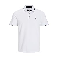 JACK & JONES Jjepaulos Polo Ss Noos Maglietta, Bianco (White Detail: Slim Fit)