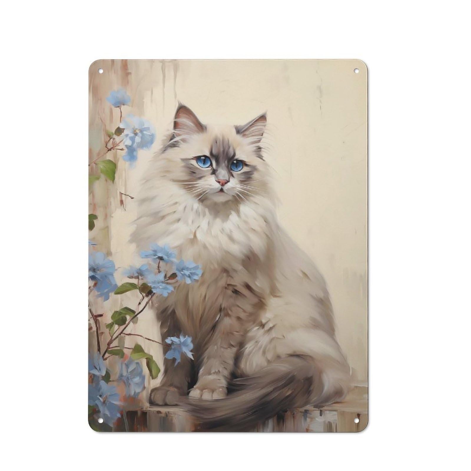 Junmoney Style-19 Ragdoll Cat Portrait Retro Tin Wall Plaque 40X30cm For Guest Room Or Hallway, For Vintage Wall Decor Fans, For Themed Room Decoration