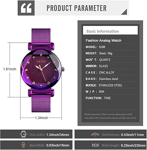 Miniatura 6 de SKMEI Lady Watches for Women Waterproof Casual Fashion Dress Japanese Quartz Movement Luminous Mesh Stainless Steel Wristwatch Gifts Rose Gold Black