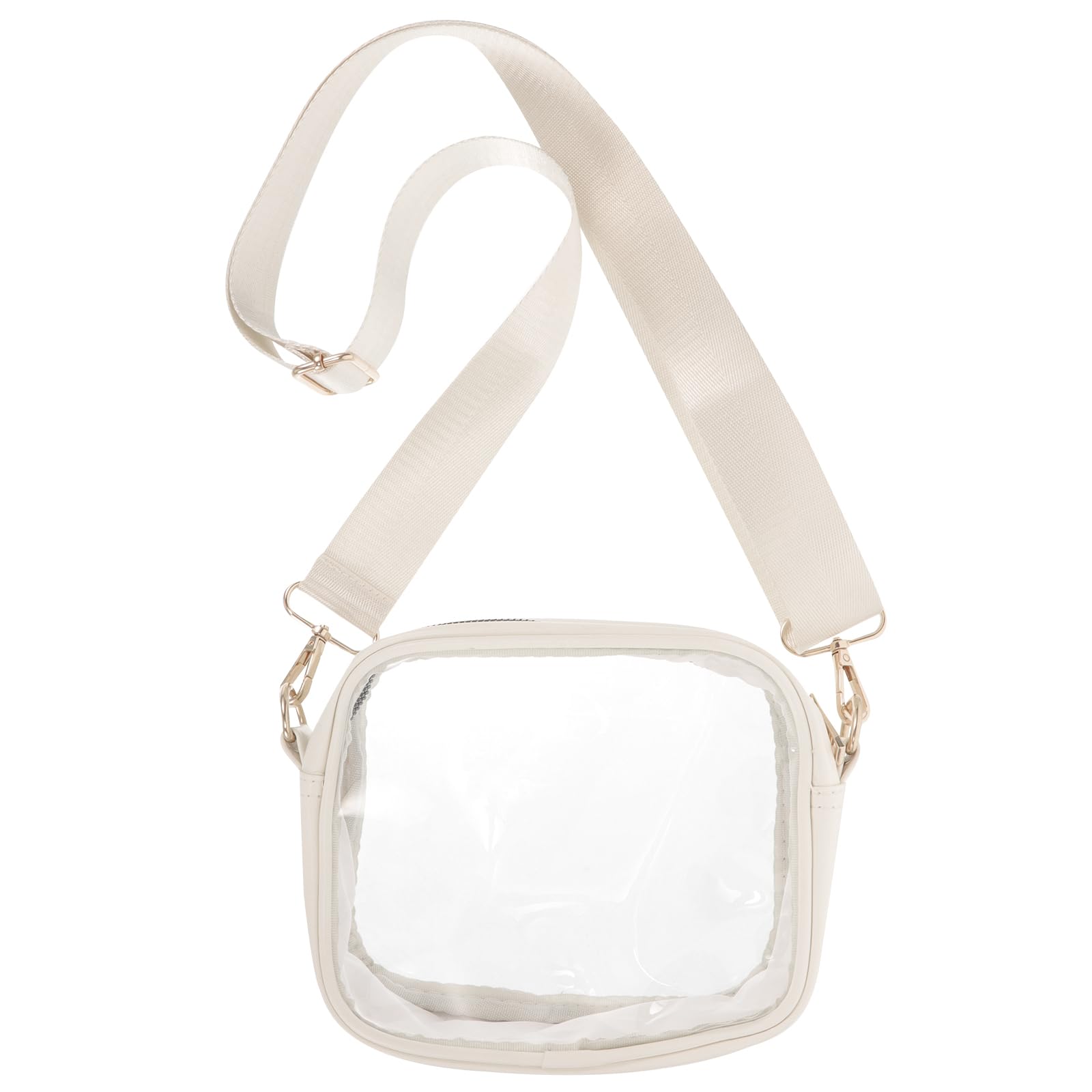 Bolso cruzado transparente para el hombro, bolso cruzado pequeño y transparente, White, 60.00X18.00X15.00CM
