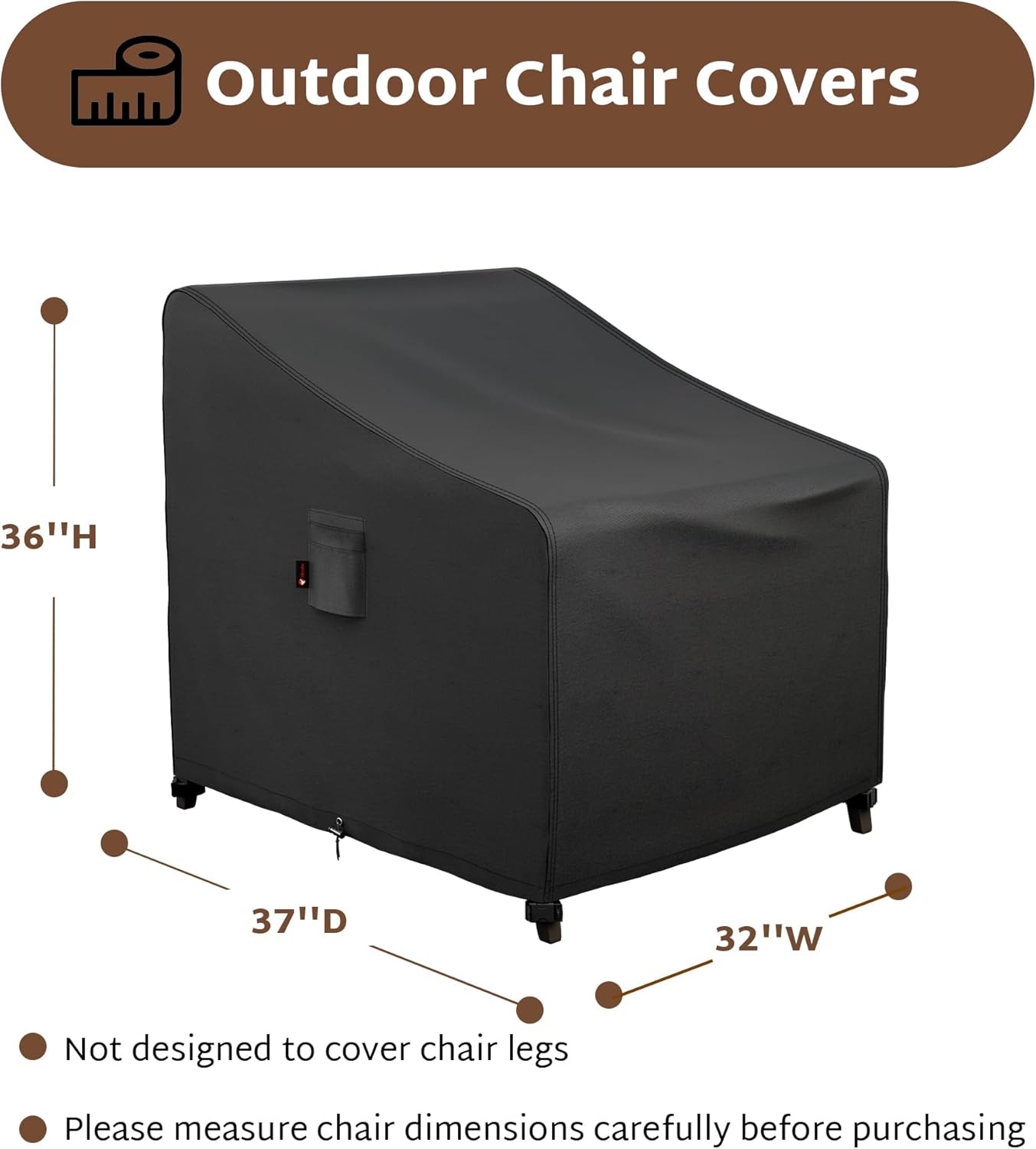 iBirdie Waterproof Outdoor Chair Covers 32W 37D 36H inch 2 Pack Patio Furniture Covers