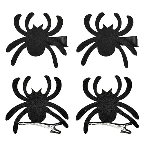 Pinzas de pelo de araña para mujeres y niñas, pinzas de pelo de araña negra, mini pinzas de pelo de cocodrilo, pasadores de pelo de Halloween para