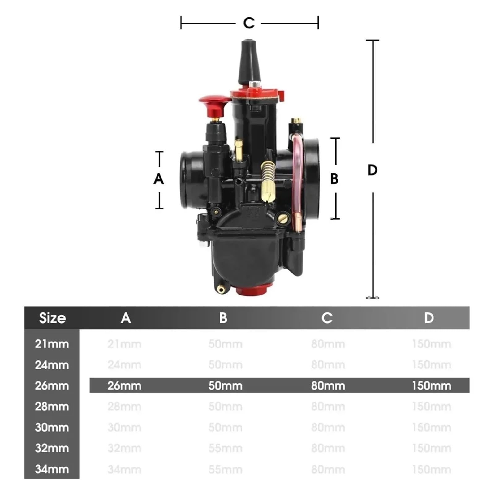 carburador de desbrozadora de gasolina Carburador para carburador para PWK con filtro de aire para adaptador colector admisión Tazón flotante visible Tubo codo guía(30mm Black Kit 2)