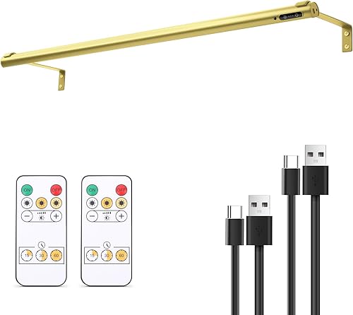 Miniatura 7 de Luz de imagen inalámbrica que funciona con pilas, recargableenchufada en la luz de exhibición de pintura de 31.5 pulgadas, luces de pared de control