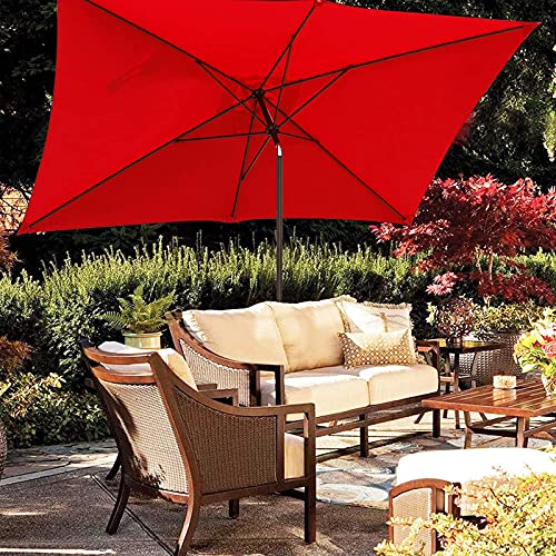 Parasol rectangular 6.5x10 para mesa de jardín, terraza y mercado con botón de inclinación 6