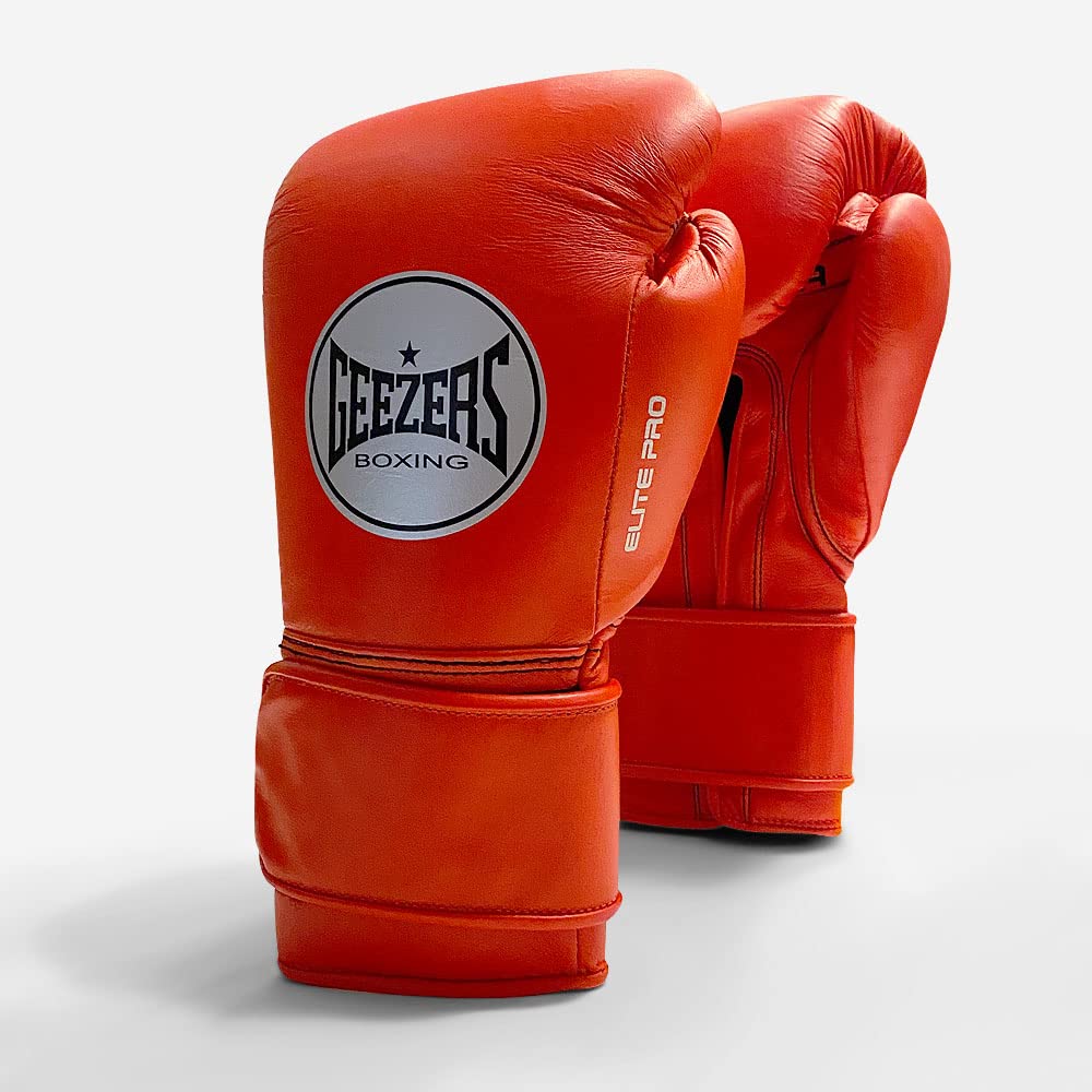 Geezers Boxing Elite Pro 2.0 Hook & Loop Sparring/Training Gloves - Mens, Womens Boxing Hook & Loop gloves - sparring gloves - ideal for heavy duty punch bags (Spark Red, 16oz)