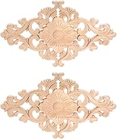 Vista 15 de MUXSAM - Apliques tallados en madera, 1 pieza decorativa de madera, calcomanías de centro de muebles sin pintar para armario, tocador, cama, puerta
