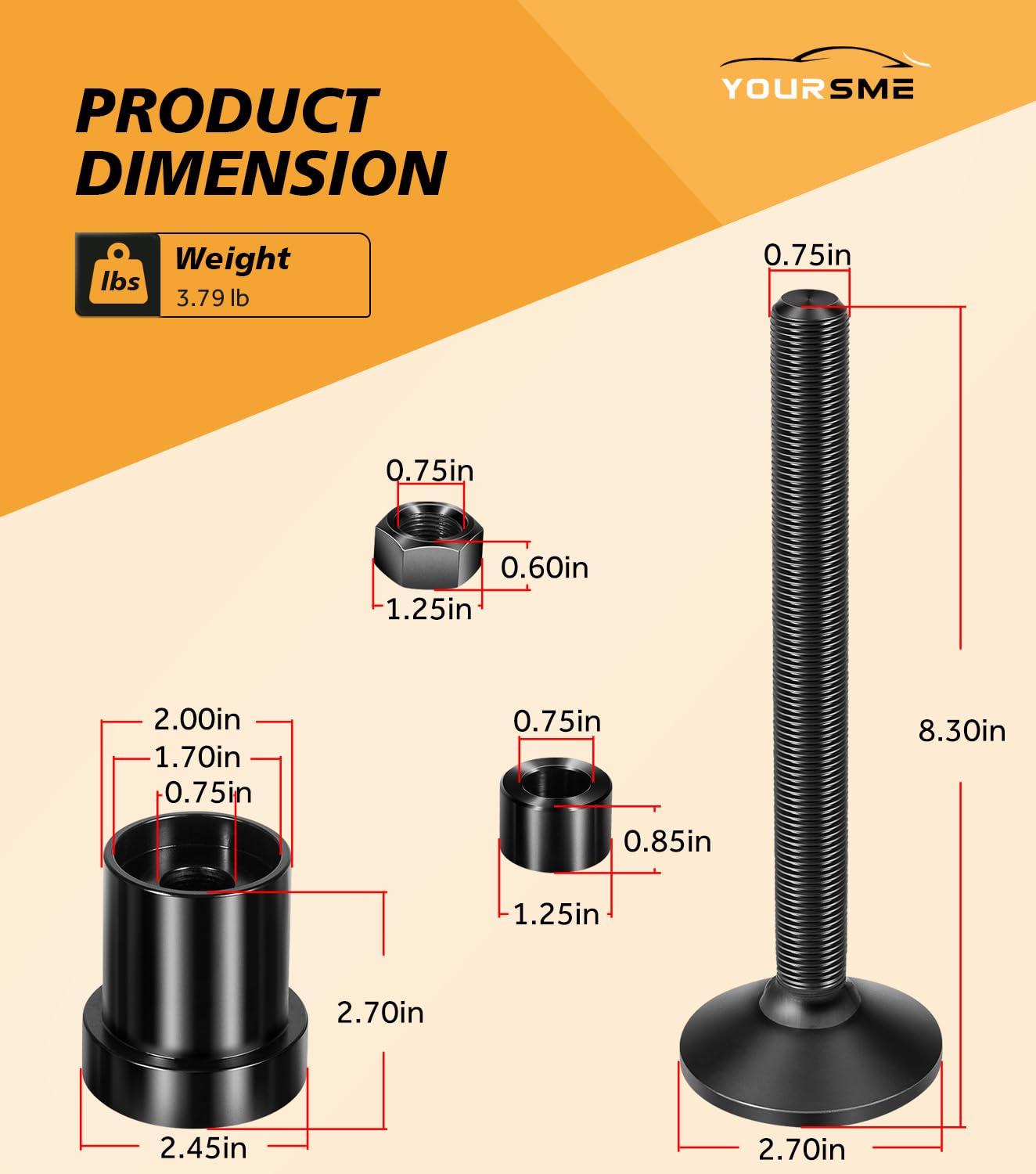 Yoursme Herramienta de instalación de sello lateral del eje interior para diferenciales delanteros Dana 30/44/60