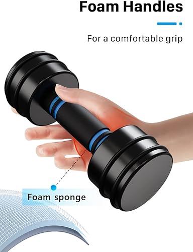 Miniatura 5 de Northdeer Juego de mancuernas de acero ajustables con revestimiento negro con asas de espuma para entrenamiento de gimnasio en casa, entrenamiento