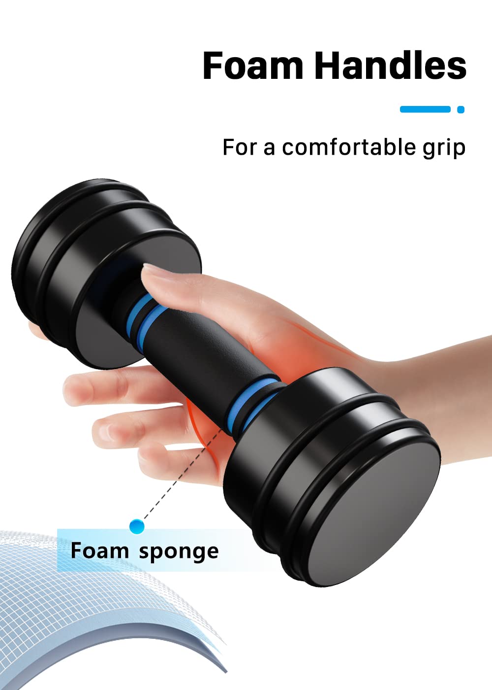 Steel Dumbbells Adjustable Black Coated Weight Set | with Foam Handles for Home Gym Workout - Strength Training for Men, Women (5lbs/10lbs/15lbs/20lbs)