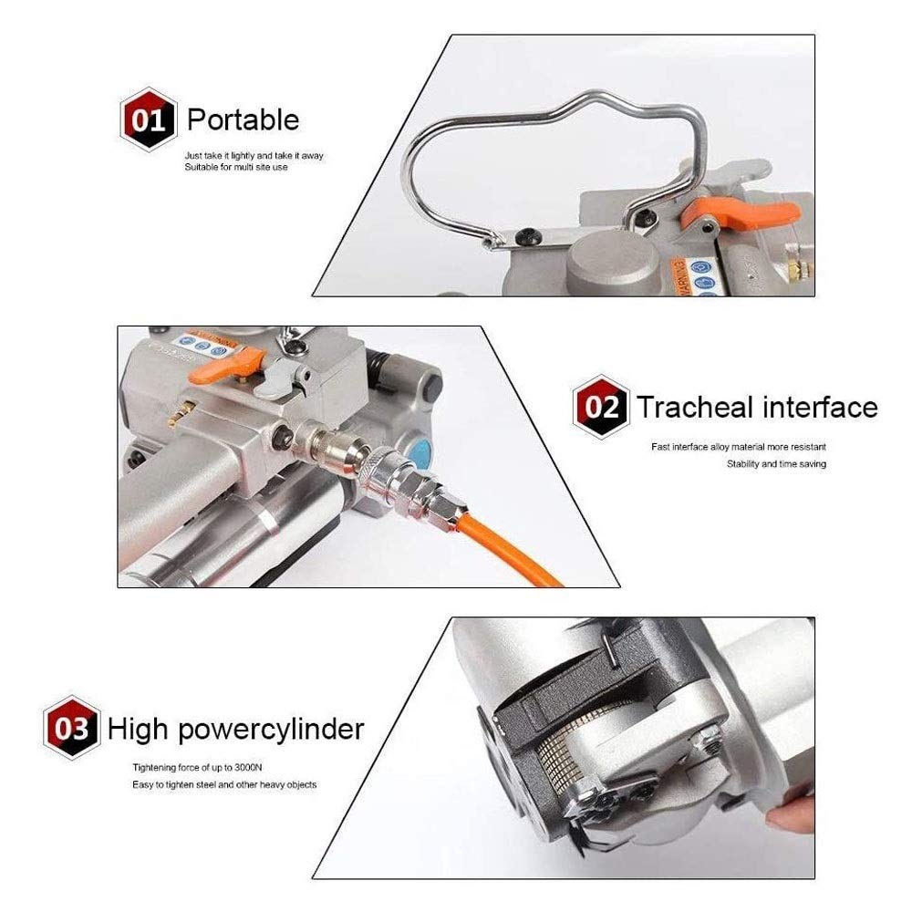 Tendireggia Pneumatica da 0.5 A 0.7Mpa Tendireggia Manuale in Acciaio A Combinatio Macchina per Strisce pneumatiche 1/2 "-3/4" PP e Pet 13-19mm Pneumatic Strapping Tool