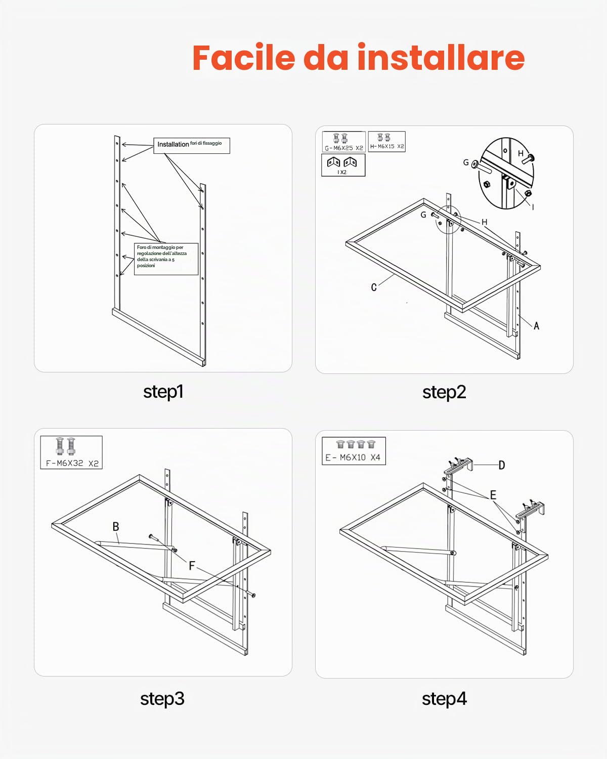 VEVOR Tavolo Sospeso Pieghevole in Metallo per Ringhiera del Balcone da 610 x 410 mm, Tavolo da Bar all'Aperto per Ringhiere, Regolabile su 5 Livelli, per Ringhiere e Patio e Terrazza