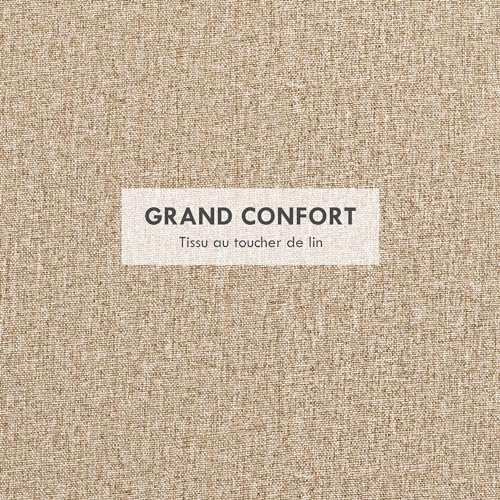 Pouf rond rangement couvercle table beige HOMCOM