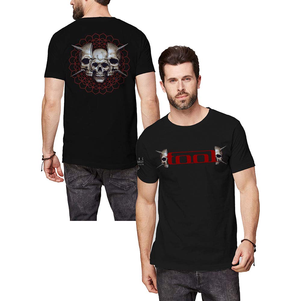 Rock Off Officially Licensed Products Men's Black Tool Skull Spikes Official Tee T-Shirt Unisex (Medium)