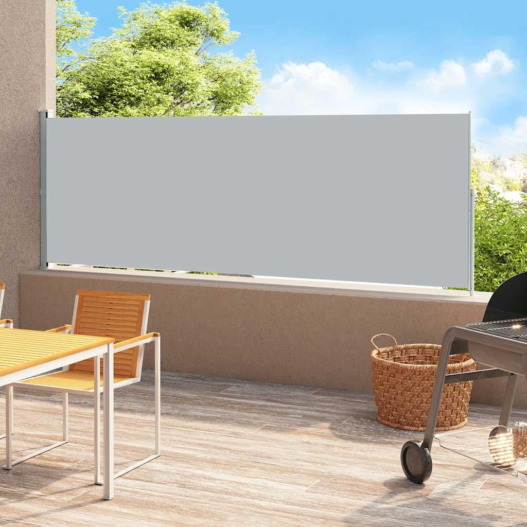 Tenda Laterale Estensibile per Esterni, Grigio 180x500 cm, Tessuto Poliestere UV e Acciaio, Frangivista Balcone con Avvolgimento Automatico, Separe da Giardino e Patio