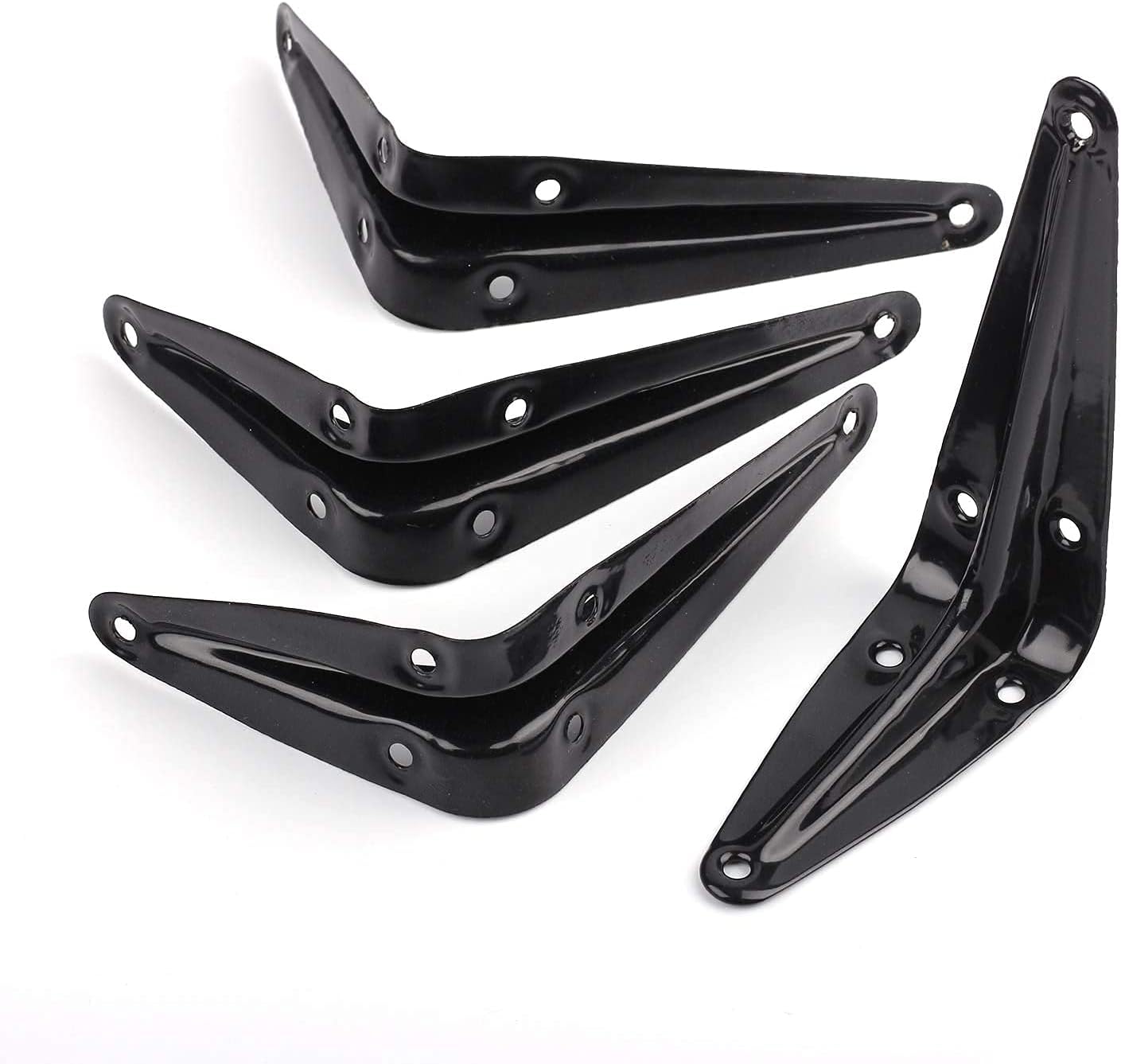 12Pack Shelf Brackets Heavy Duty Black Metal Floating Shelves Bracket 4 x 3 Inch Rustic Farmhouse Decorative Iron L Bracket J Brackets Wall Joint Angel Corner Brace for Wood Shelves Hanging with Screw