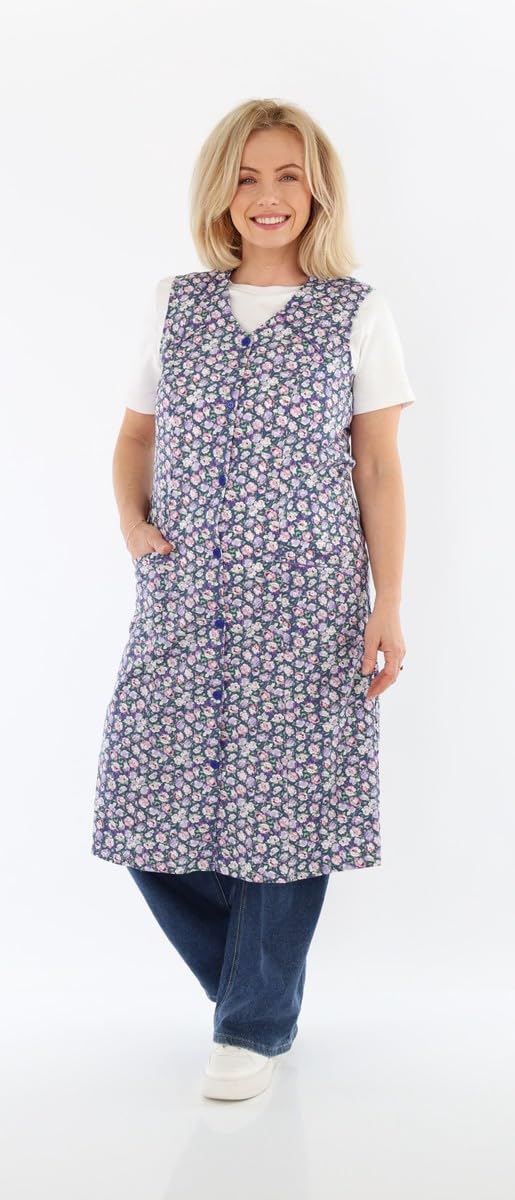Delantal para mujer sin brazos, delantal de cocina para mujer, delantal para el hogar, bata para mujer, multicolor, en 100% algodón