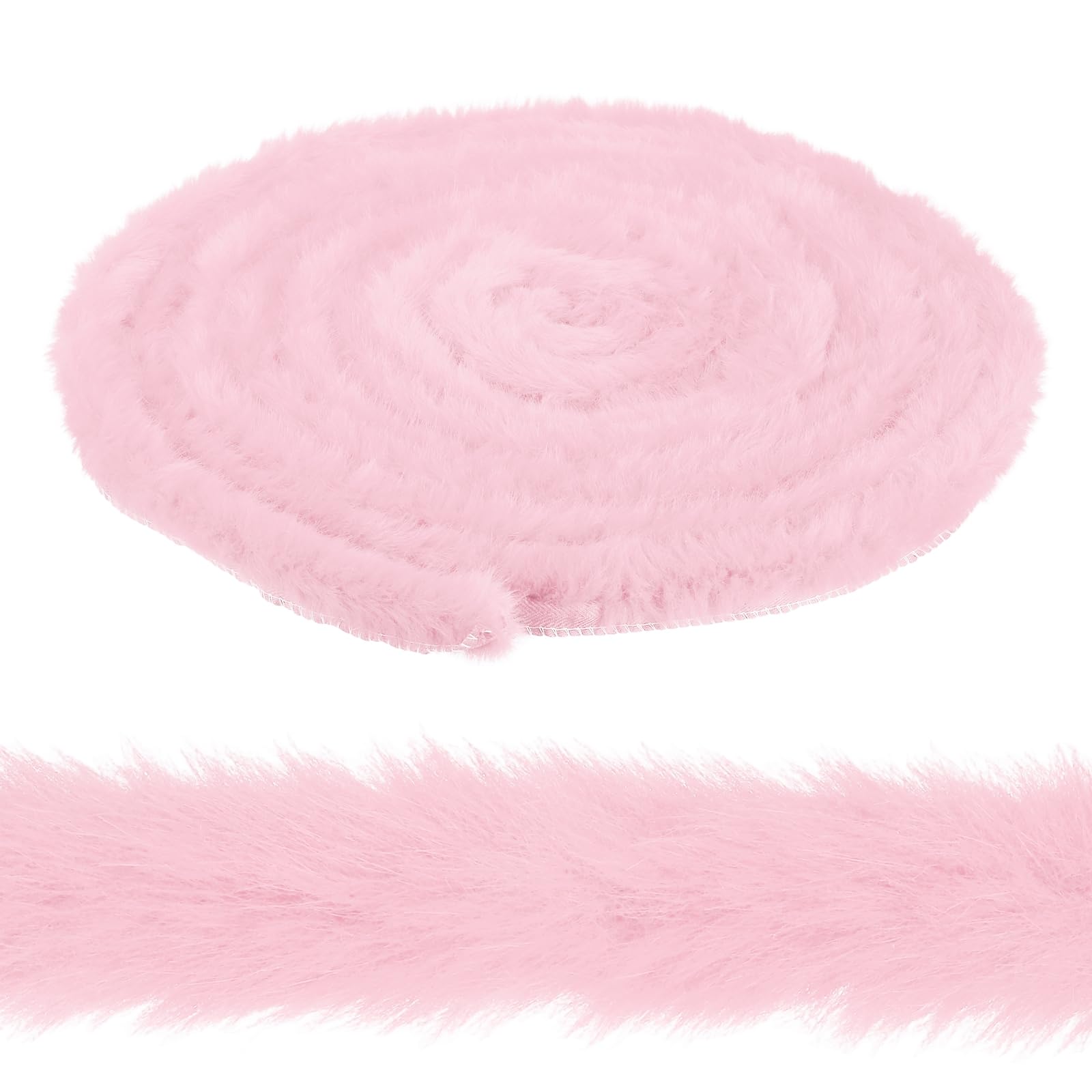 sourcing map 2 Inch x 6 Yards Faux Fur Ribbon Trim, Artificial Furry Ribbon Stripe, Craft Fur Trim for Sewing, Christmas Tree, Home Wedding Decoration, Party Supplies, Pink