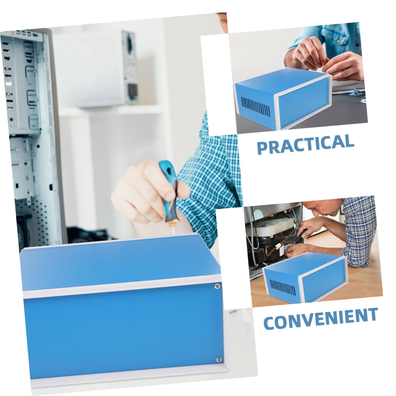 Caja de Conexiones Metálica Au-6 Azul para Proyectos Electrónicos