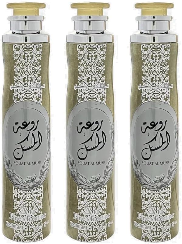 Arabian Air Freshener Bundle (3 x 300ml) Dubai, Luxury Scent, Long Lasting Fragrance (3 x Rouat Al Musk)