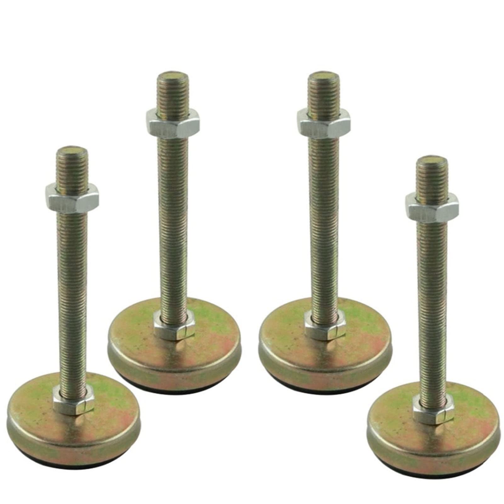 pies ajustables， 4 patas de mueble ajustables con rosca M12 x 120 mm, base de 62 mm de diámetro, patas niveladoras articuladas for cocinas y garajes.