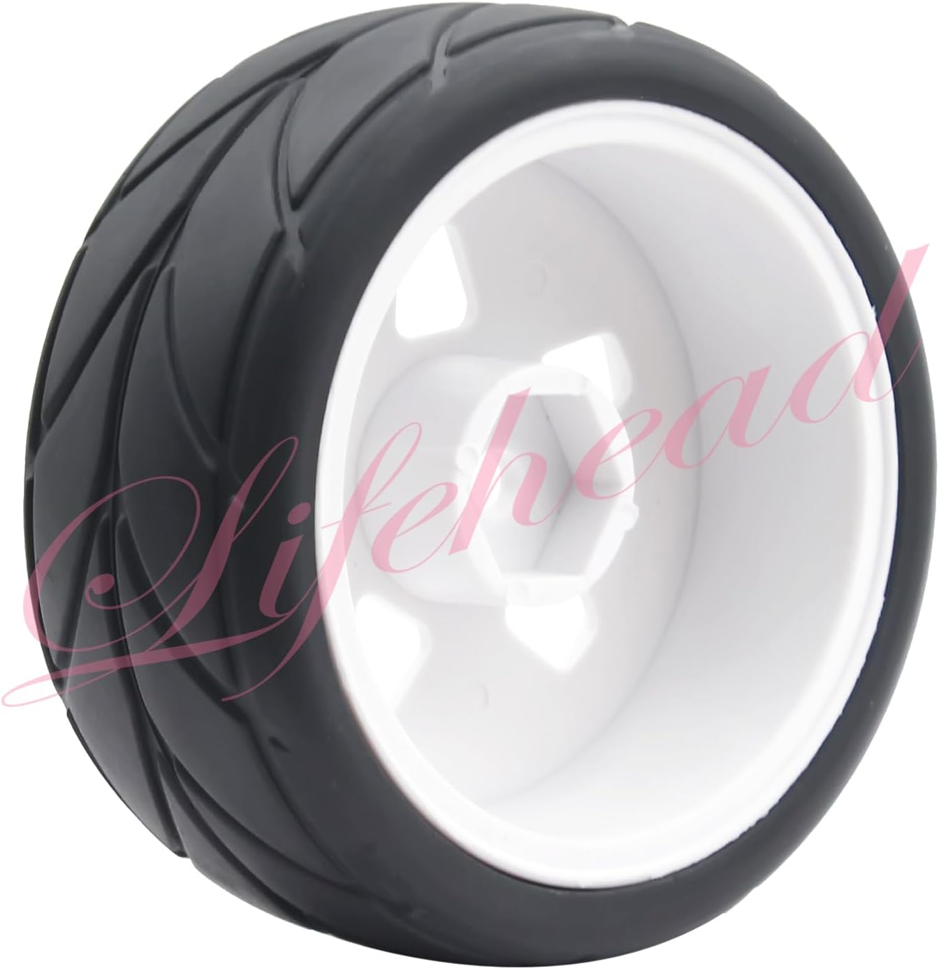 Lifehead 65mm On Road Rubber Tires& Wheels Rims 12mm Hex Hub for HPI Ken Block's Tamiya XV01 TT01 TT02B Kyosho FAZER MK2 Lc Racing PTG HSP RGT RC 3RACING D5 1/10 RC Rally Car