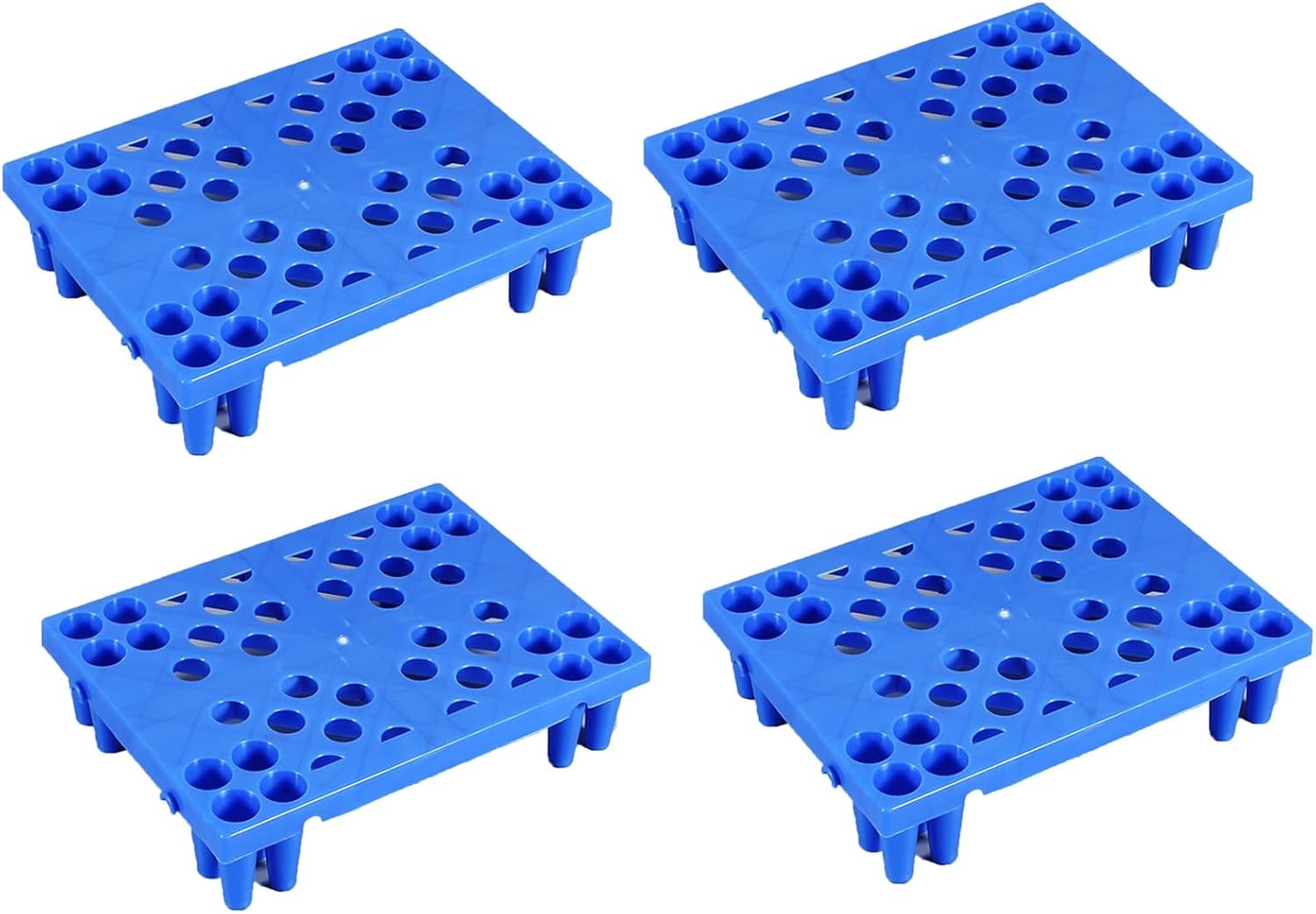Plastic Pallets, Lightweight Pallet with Grid, Nestable Polyethylene Grate, Moisture-Proof for Kitchens, Shops, Supermarkets, Warehouses, 4 Pcs(Blue)