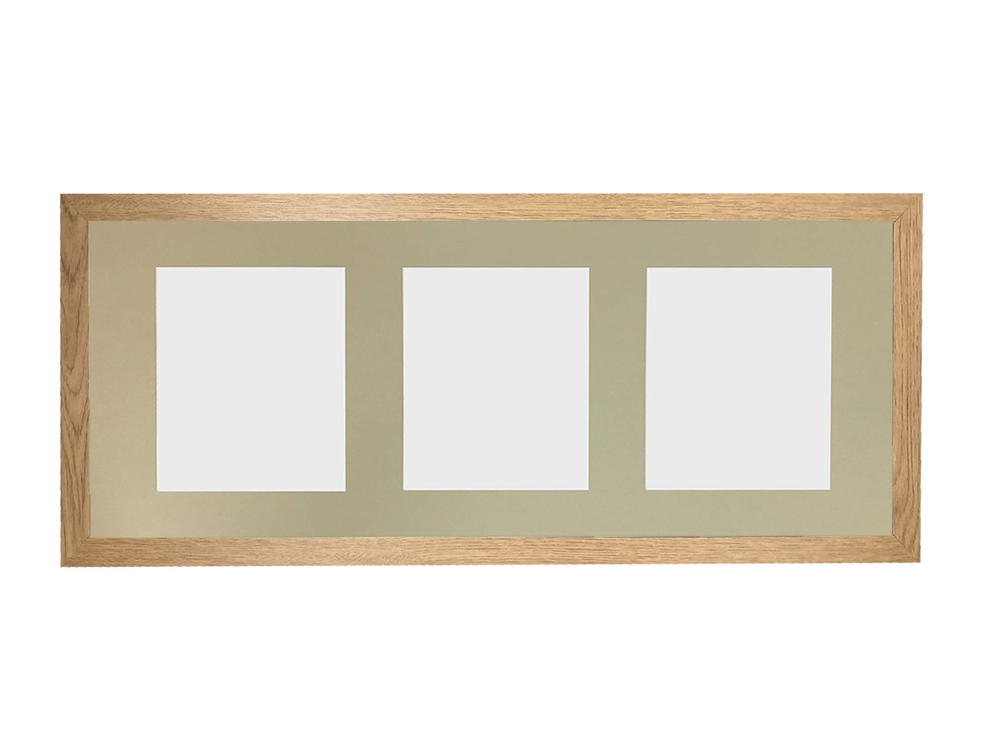 Frames By Post Oak Frame And Light Grey Multi Mount H7 Oak Picture Photo Frame With Light Grey 7 X 5 Inch Three Aperture Long Mount