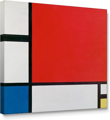 Niwo ART - Composición con rojo, azul y amarillo, la serie de pinturas más famosas del mundo, arte de pared en lienzo para decoración del hogar,