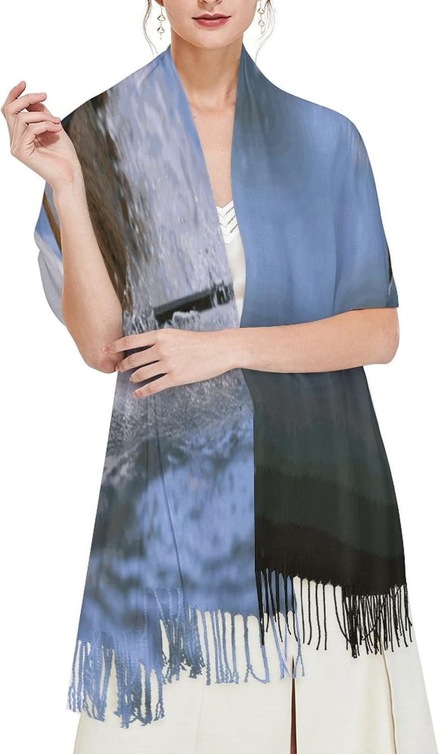 Water Skiing Squirrel Scarf for Women Men Soft Warm Fashion Blanket Scarves Classic Cashmere Feel Scarf Long Shawl Large Scarves Cold Weather Thick Blanket Scarfs