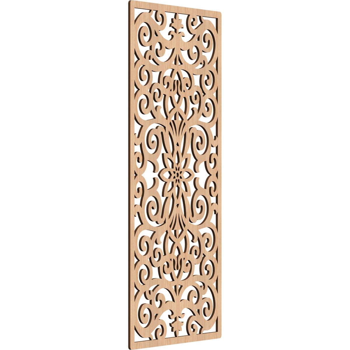 23 3/8"W x 59 3/8"H x 3/8"T Buel Decorative Fretwork Wood Wall Panels, Hickory