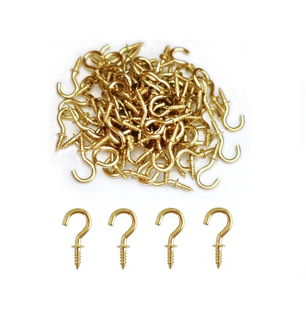Small Brass Ceiling Hooks 1/2'' Screwin Light Hooks Gold Hanging Cup Hook (60Pack) Amazon.in
