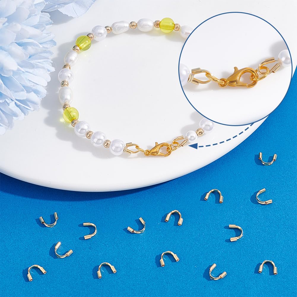 PH PandaHall 60pcs 18K Gold Wire Guardian, Golden U-Shape Cable Protector 304 Stainless Steel Wire Guard Loops Thread Protector for Earring Bracelet Necklace Pendants Jewelry Crafts Making, Hole 0.8mm - Image 5