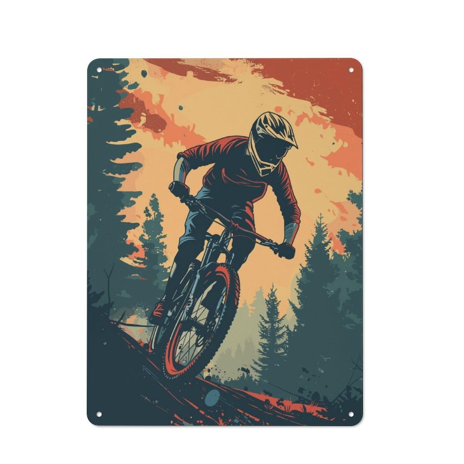 Junmoney Mountainbiking Downhill Retro Metal Plaque 40X30cm For Dining Room Or Kitchen, For Kitchen, Dining Room And Home Bar Wall Decor