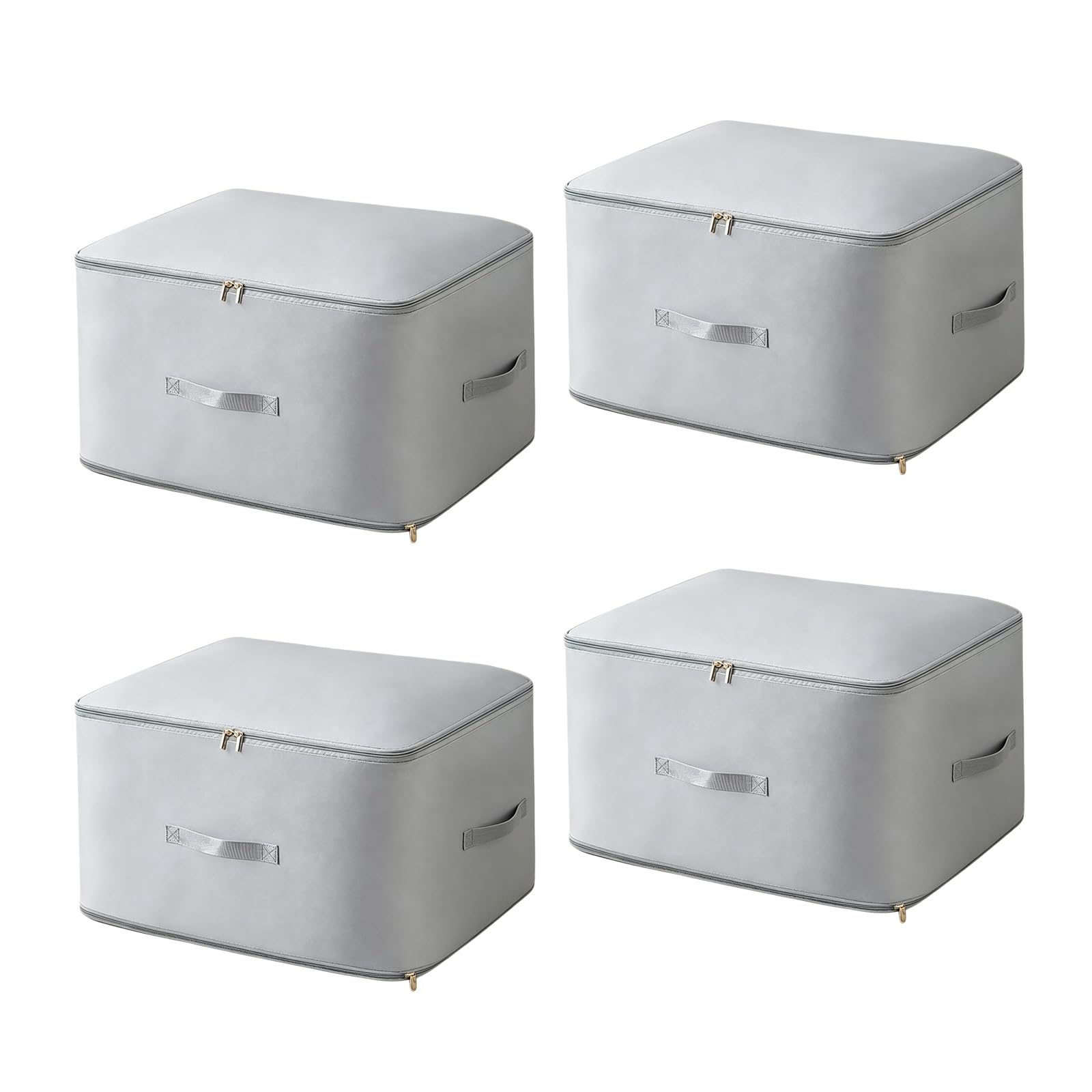 Kalttoy 4Pcs 125L Double Tiered Clothes Storage Containers Comforter Organiser with Handle for Duvet Blankets Clothing Bedding Double Layer Blanket Storage