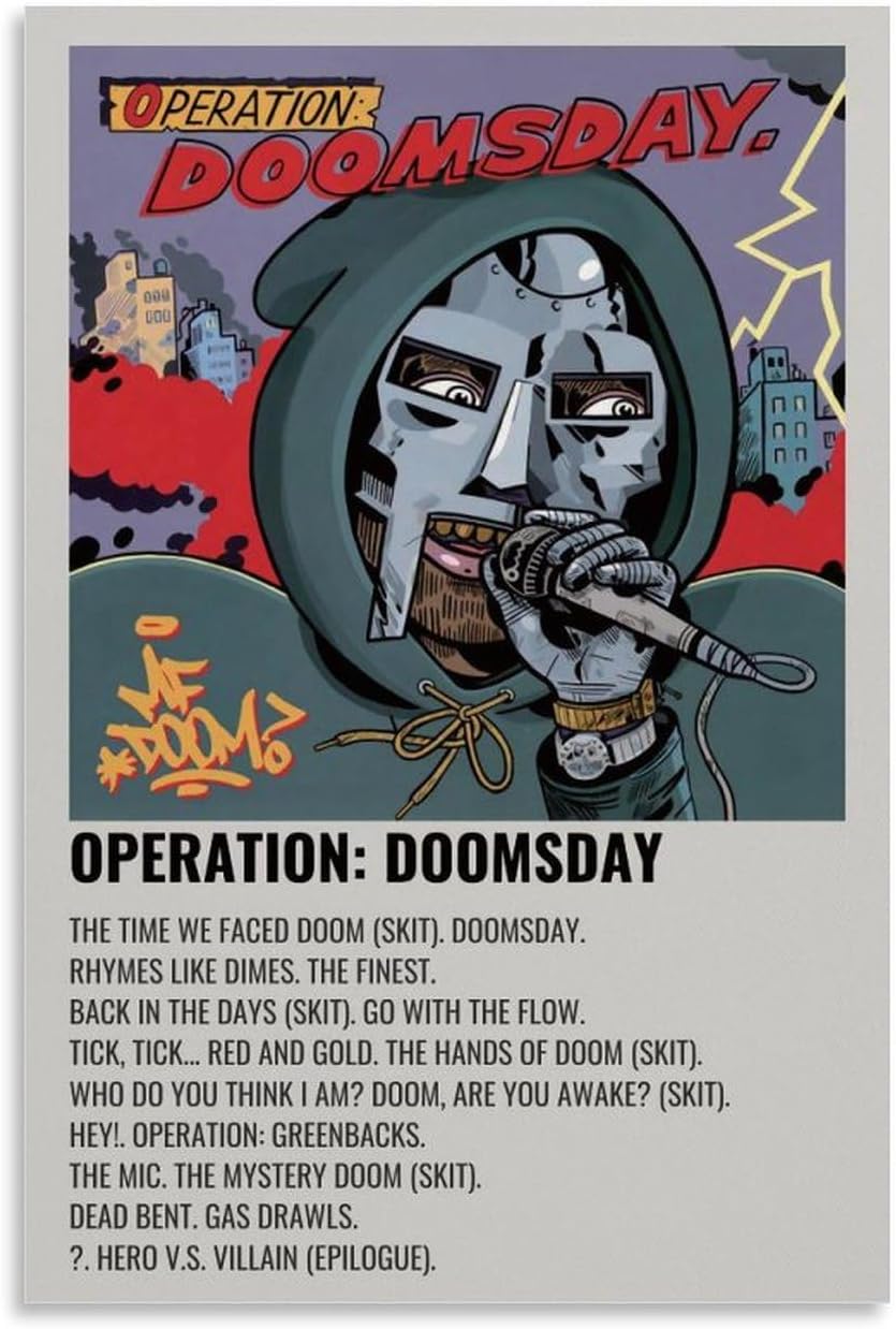 – MF Doom Operation Doomsday Poster Decorative Painting Canvas Wall Art Living Room Poster Bedroom Painting, Canvas Art Poster and Wall Art Picture Print Modern Family Room Decor 12 x 18 Inch (30 x 12