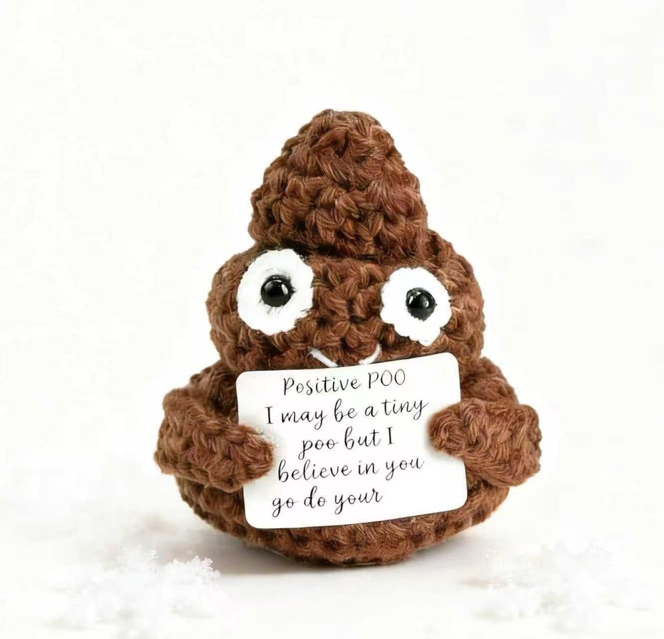 1 Pcs Fun Poo Mini Wool Knitted Doll with Positive Motivational Cards - Cute Funny Inspirational Good Luck Gift for Men & Women, Perfect for Christmas Birthday Anniversary