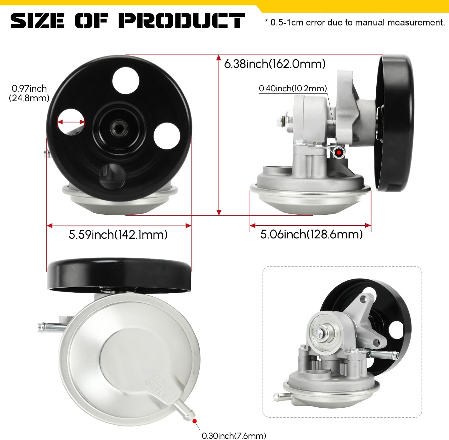 PTNHZ 904-862 Vacuum Pump w/Pulley Compatible with Isuzu NPR NPR-HD L31 L96 LQ4 LY6 3.0L 3.9L 4.8L 5.2L 5.7L 6.0L 95-20 8972410351 97241035 290KT00020